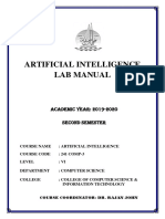 Artificial Intelligence Lab Manual: ACADEMIC YEAR: 2019-2020 Second Semester