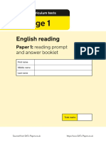 ks1 English 2018 Reading Paper 1 Reading Answer Booklet