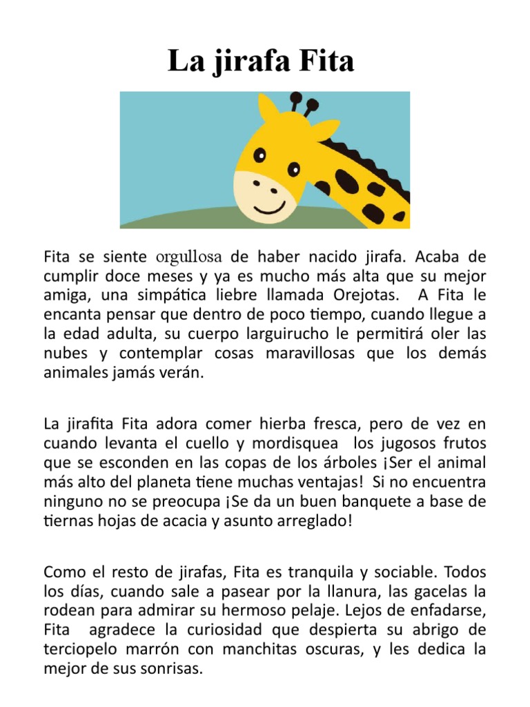 La jirafa Fita un cuento infantil PDF