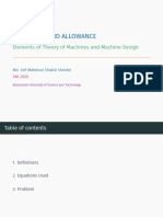 Tolerance and Allowance: Elements of Theory of Machines and Machine Design