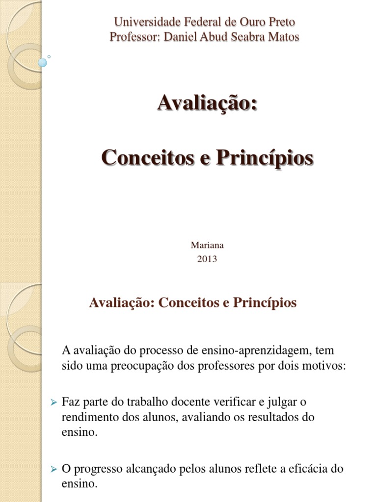 Princípios da Avaliação Educacional | PDF | Teste (avaliação) | Aprendizado