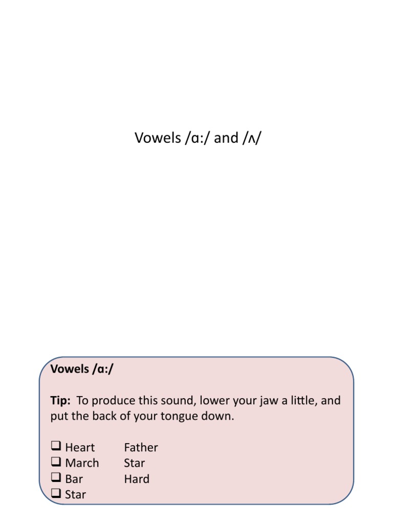 Guide to English Vowels /ɑ:/ and /ʌ | PDF