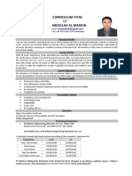 Curriculum Vitae OF Abdullah Al Mamun: Personal Profile