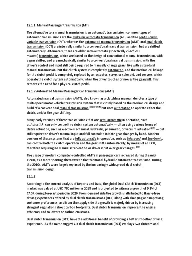 Manual) Transmissions, Which Are Based On The Design of Conventional