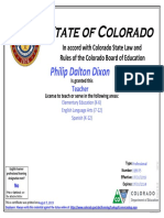 Philip Dixon Teaching License Colorado Professional License 1