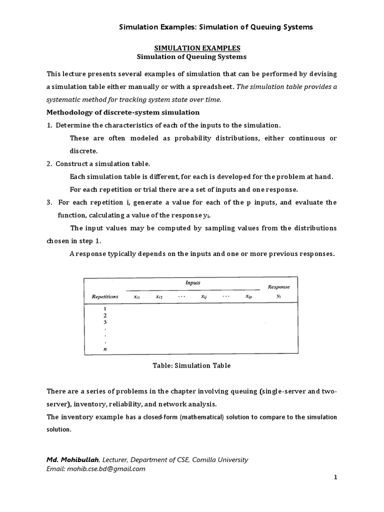 Simulation - Modeling-Lecture-06 - 07 QueuingSystems - Problem | PDF ...