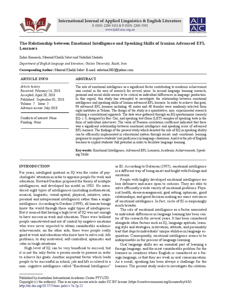Study - DONE 4 - The Relationship Between Emotional Intelligence and ...