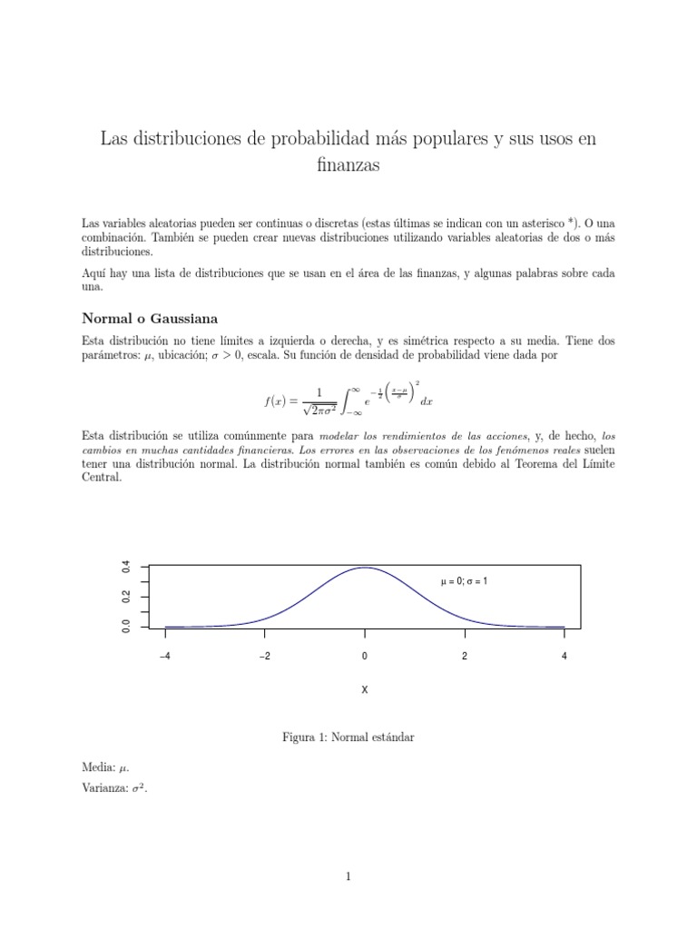 Distribuciones de Probabilidad en Finanzas | PDF | Distribución normal ...