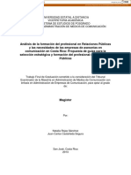 Análisis del perfil del profesional de Relaciones Públicas y su formación en Costa Rica