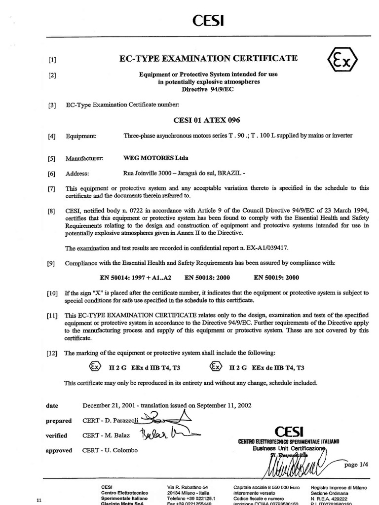 Certificado ATEX | PDF
