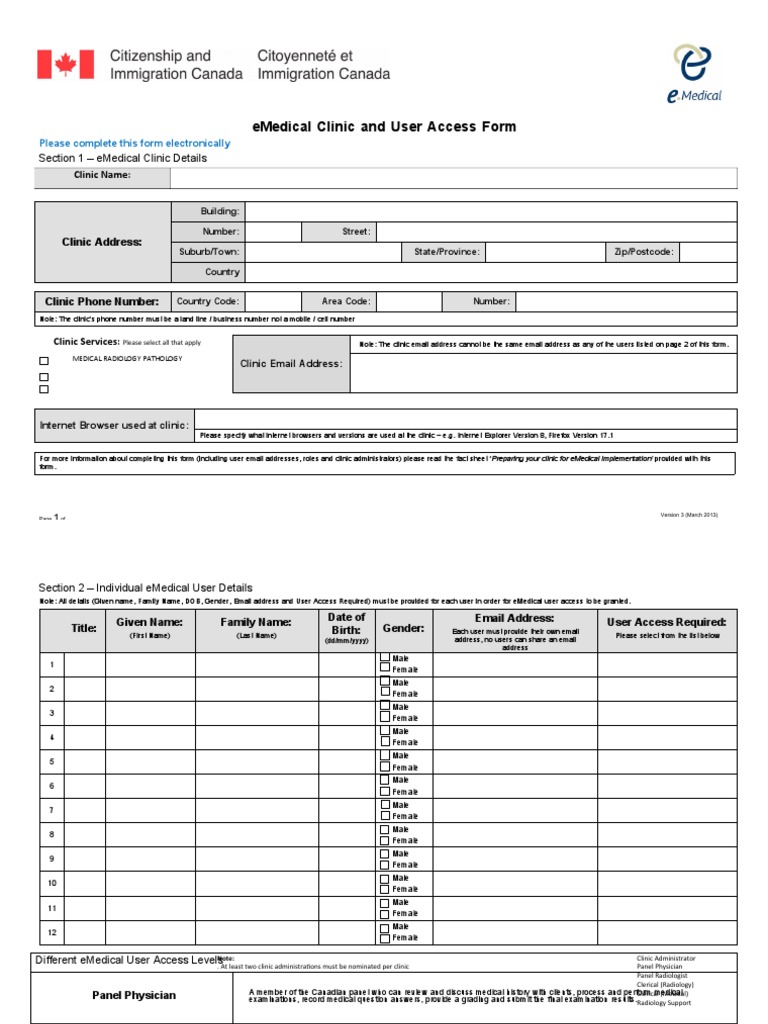 eMedical Clinic User Access Form | PDF | Radiology | Internet