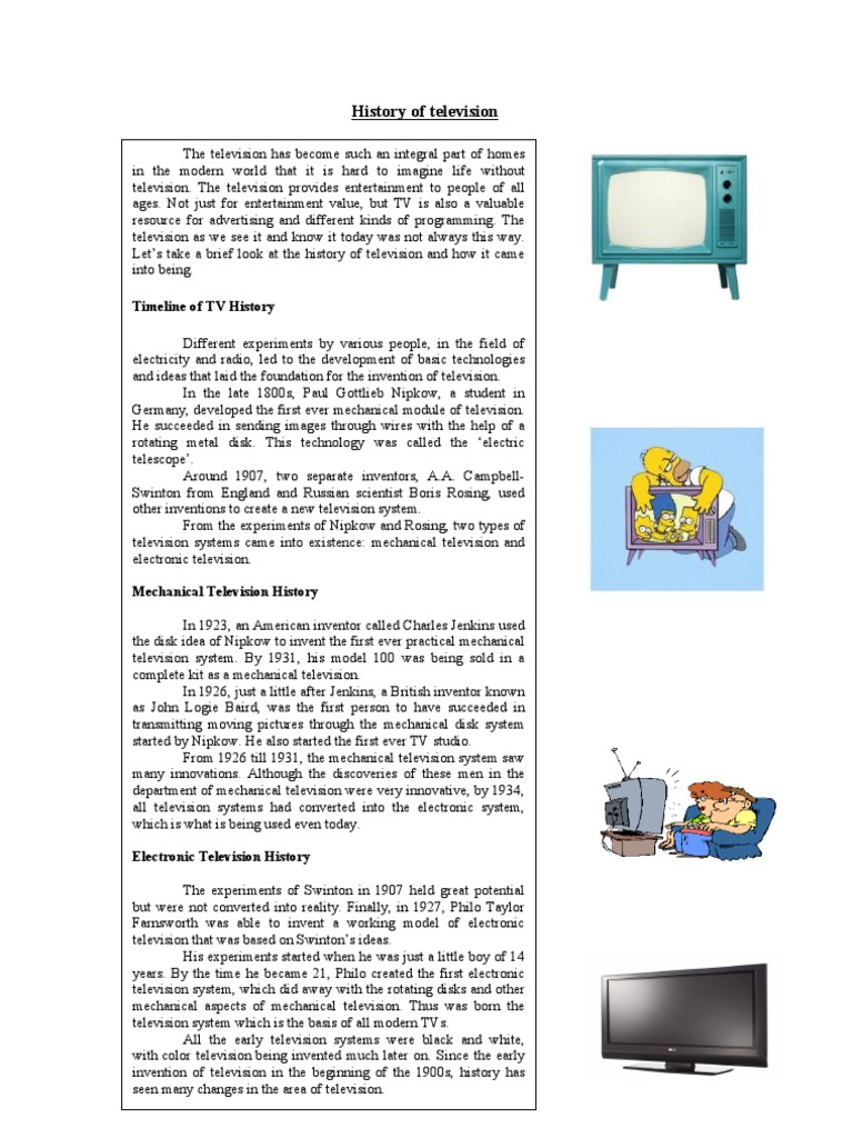 History Of Television Pdf Television Science And Technology