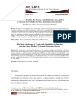 2021 Artigo Os Principais Desafios Das Pessoas Com Deficiencia em Adentrar o Mercado de Trabalho - Revisao Sistematica Da Literatura