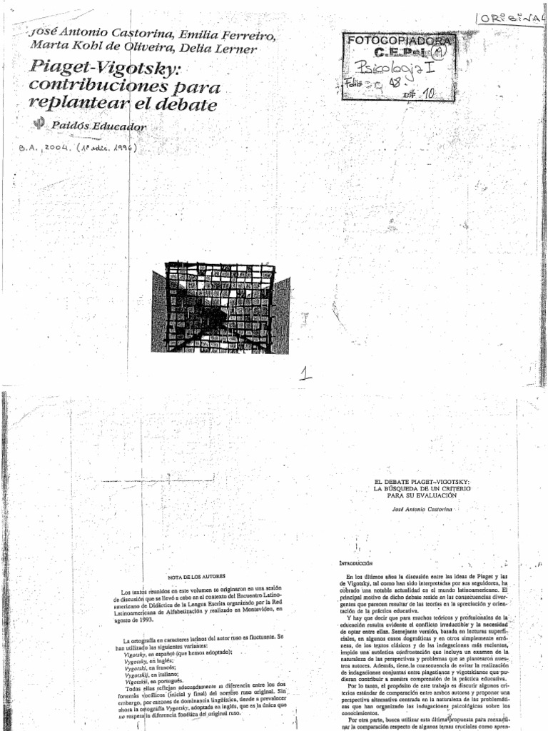 Castorina .El Debate Piaget-Vigotsky - La Búsqueda de Un Criterio para ...