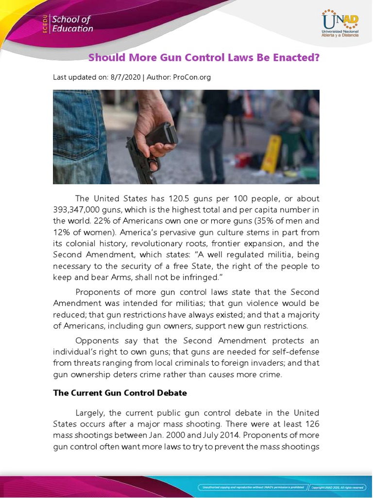 Gun Control Laws: Pros and Cons | PDF | Gun Politics In The United ...