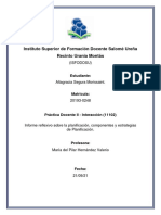 Informe Reflexivo Sobre La Planificación, Componentes y Estrategias de Planificación.