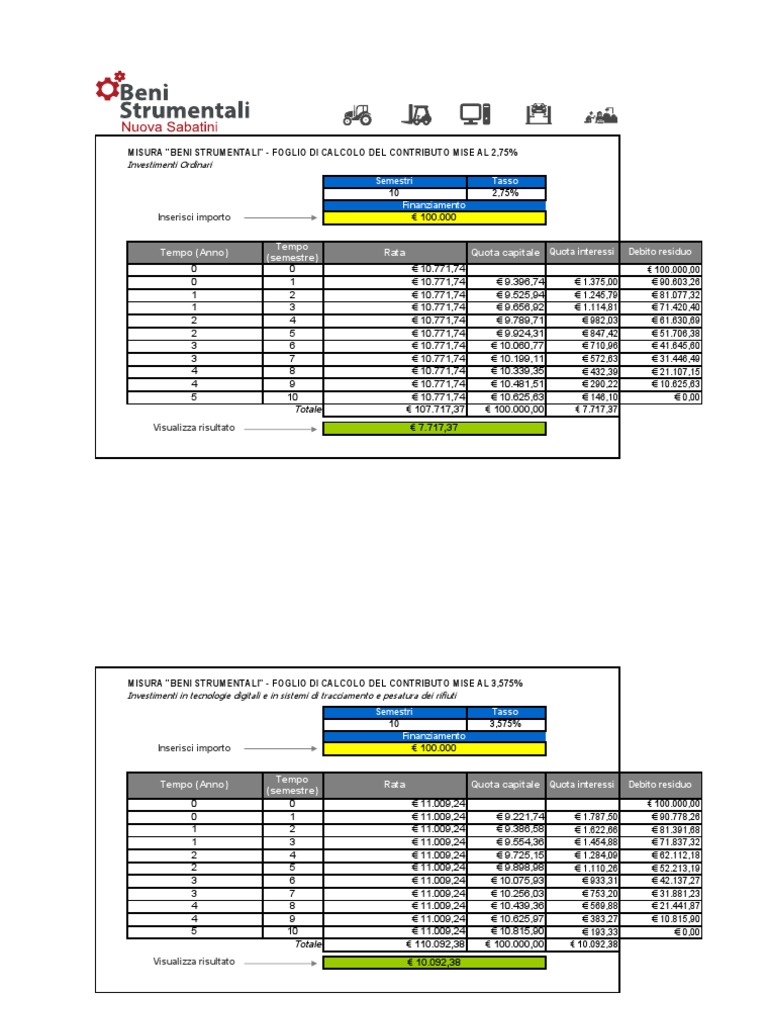 Calcolo Contributo Sabatini 100.000 PDF