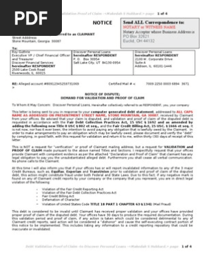 Notice of Dispute - Proof of Claim - Debt Validation Template 8-10-10 Copy 3