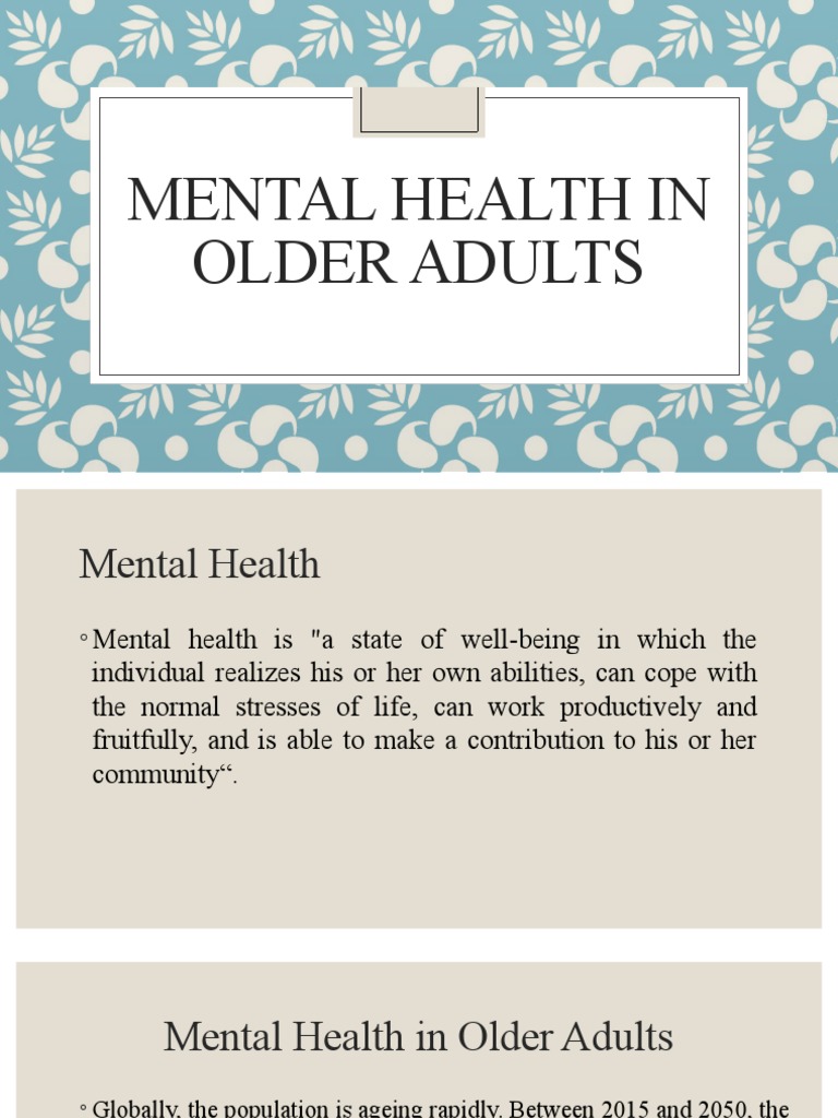 Mental Health Challenges in Older Adults | PDF | Mental Health ...