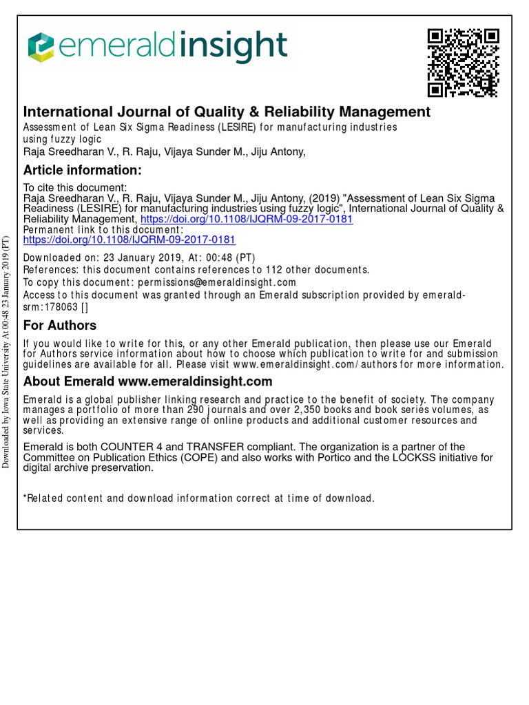 International Journal of Quality & Reliability Management: Article ...
