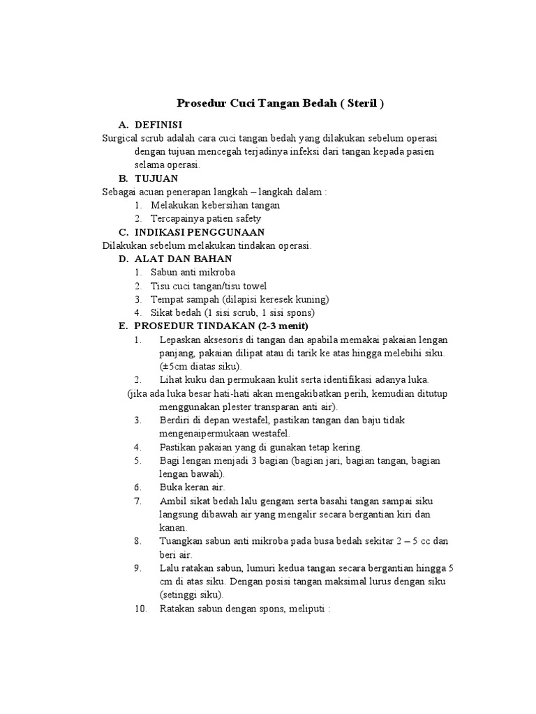 Cuci Tangan Bedah Steril Pdf