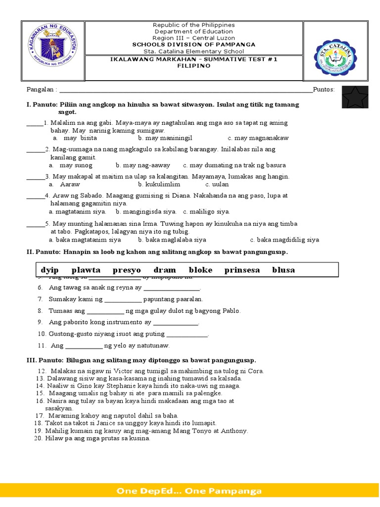 2nd Summative Fil 1 | PDF