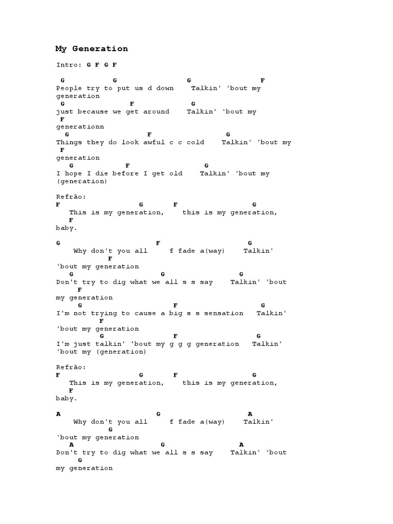 My Generation: F G F G | PDF | Songs Written | Song Recordings Produced