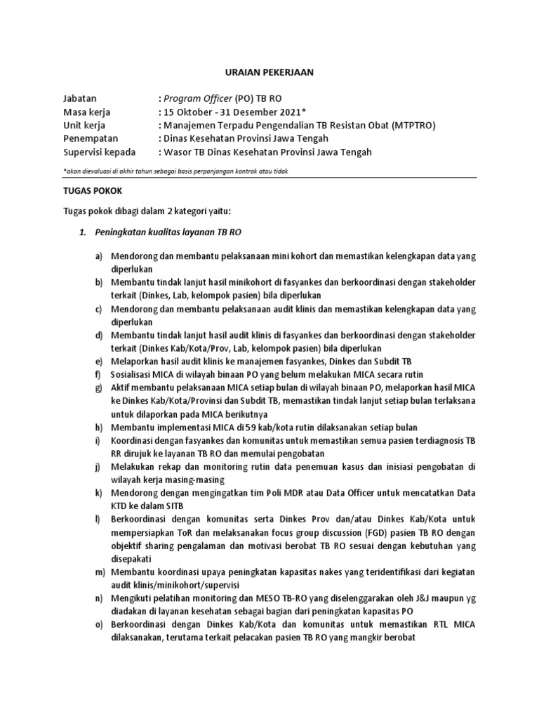 Lowongan Program Officer TB RO | PDF