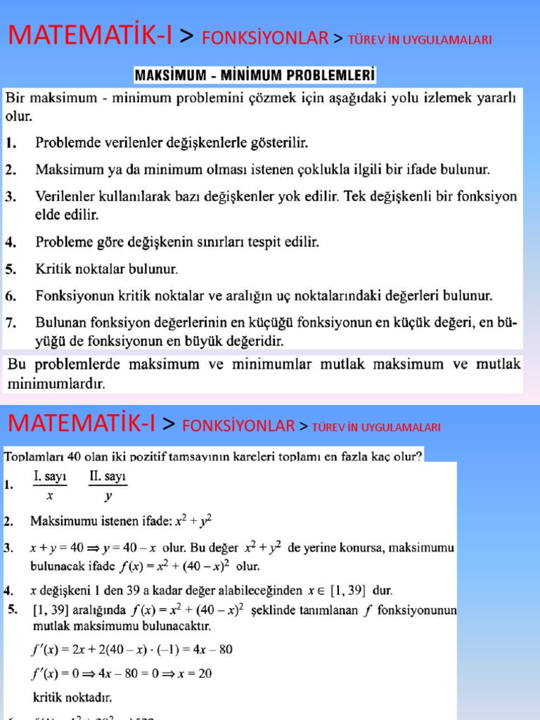 Hafta Maksimum Minimum Problemleri | PDF