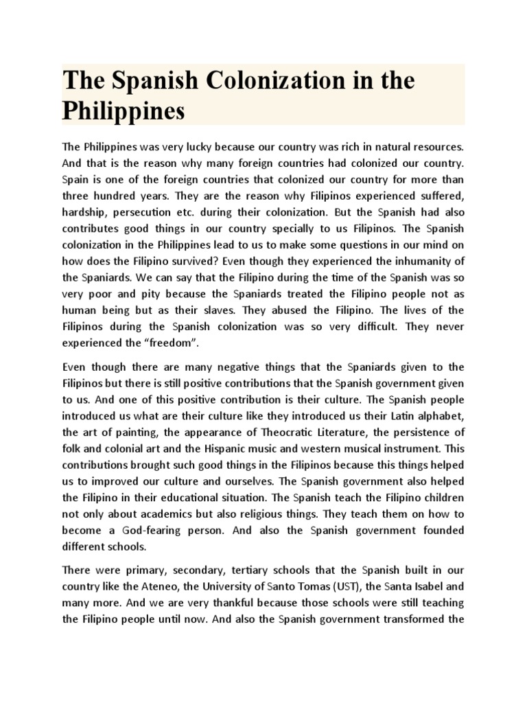 Spanish Colonization's Dual Impact on Filipinos | PDF | Philippines ...