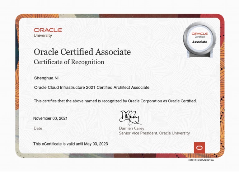 Oracle Cloud Infrastructure 2021 Certified Architect Associate | PDF