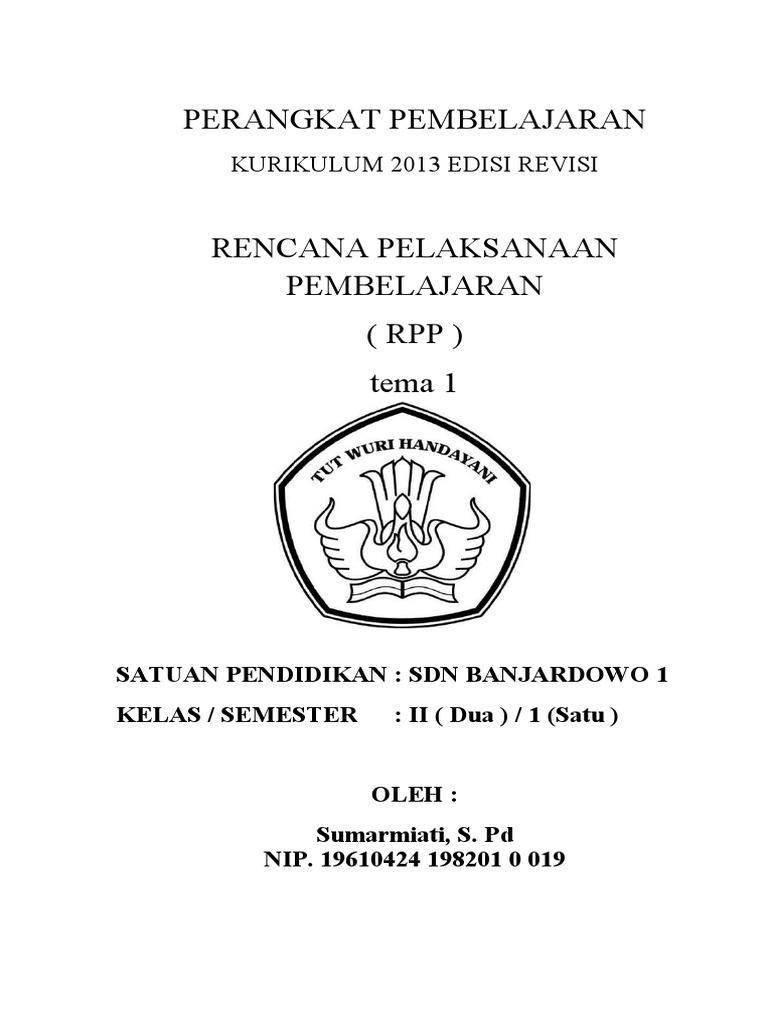 Contoh Cover RPP SD Kelas II | PDF | Kajian Bahasa Asing | Seni