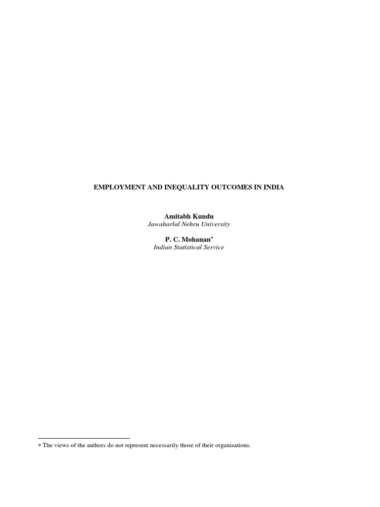 Employment and Inequality Outcomes in India | PDF | Economic Growth ...