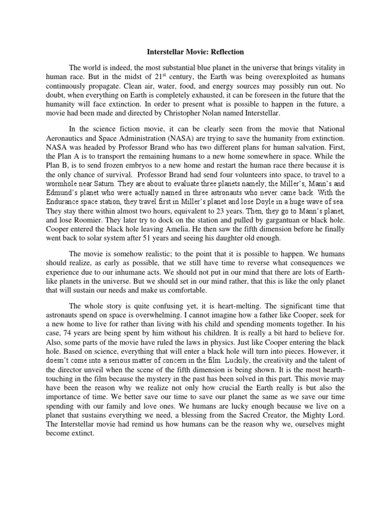 Film Review Interstellar Movie Pdf Art Young Adult