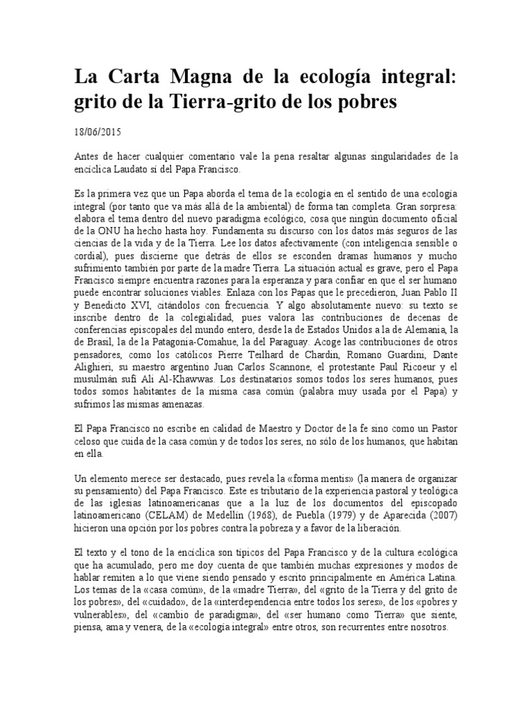La encíclica Laudato Si: Un llamado urgente a la conversión ecológica ...