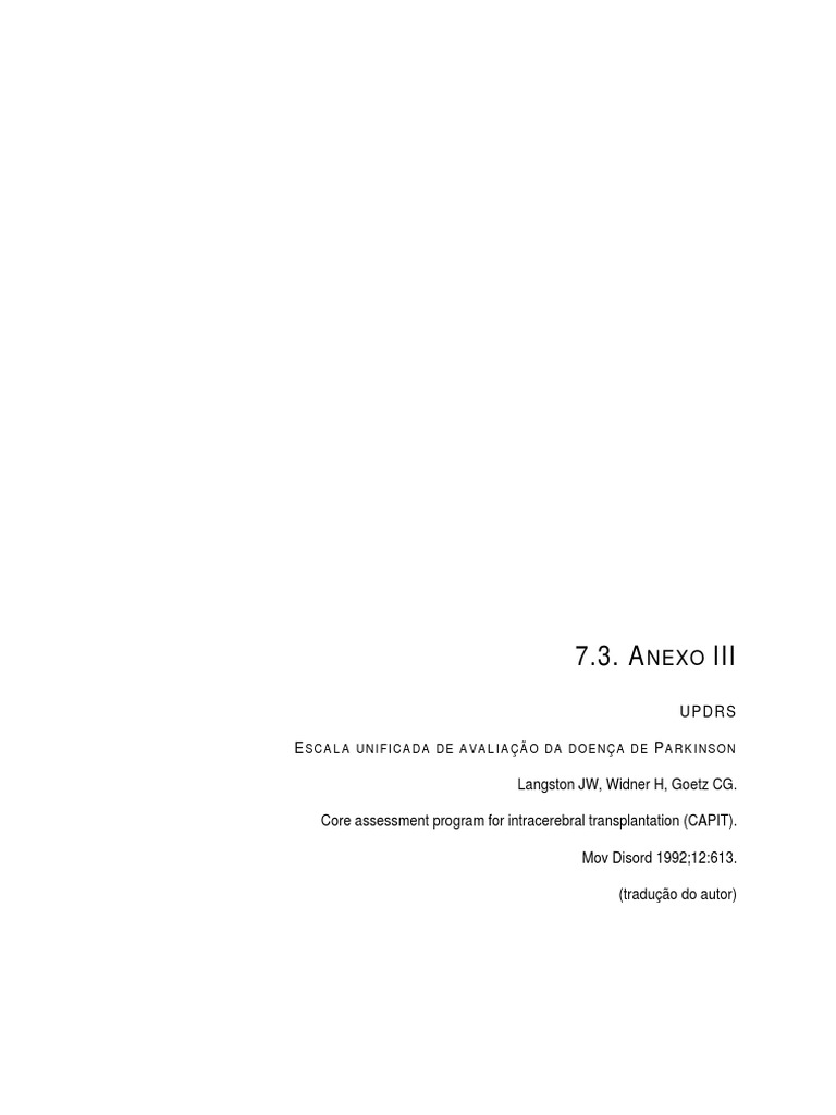 Updrs Escala | Download grátis PDF | Depressão | Mal de Parkinson