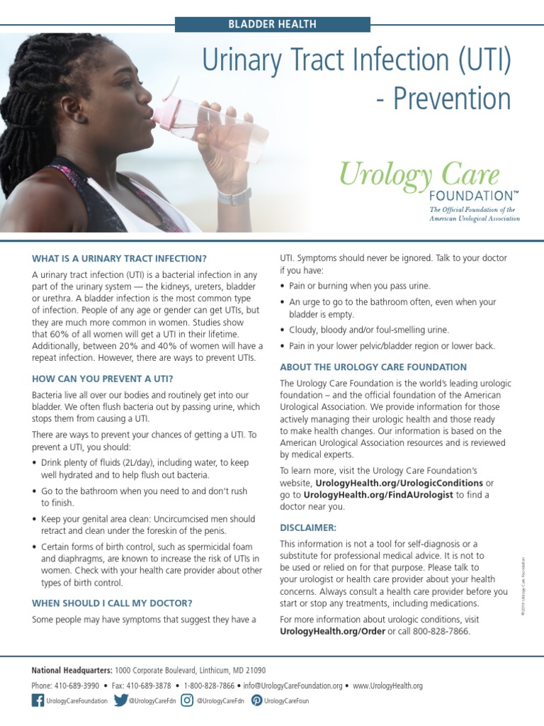UTI Prevention Fact Sheet | PDF | Urinary Tract Infection | Urinary Bladder
