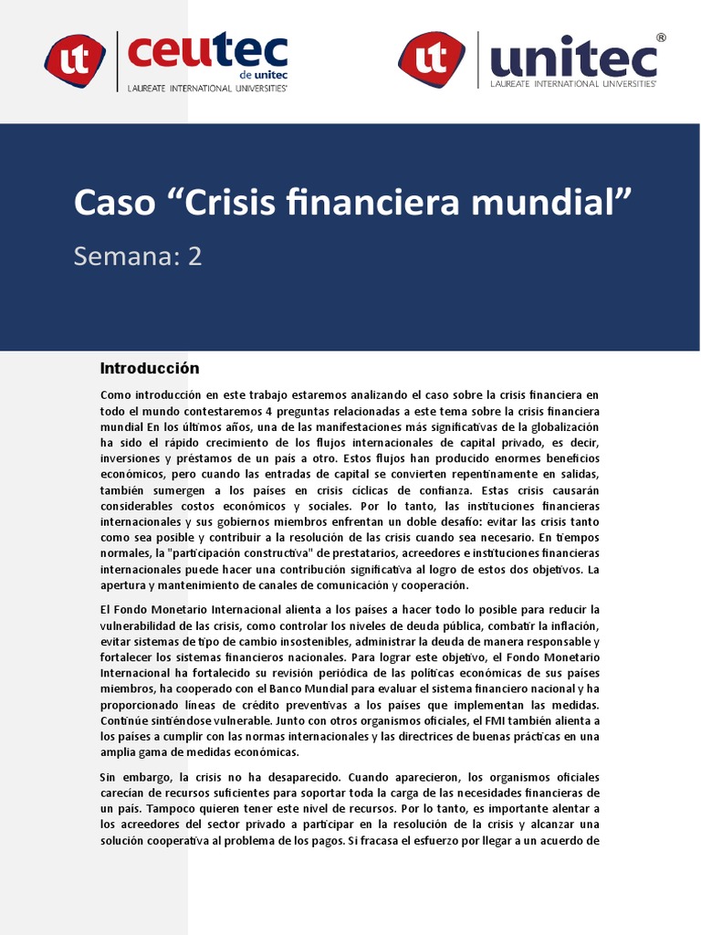Análisis de la Crisis Financiera Mundial | PDF | Crisis financiera de ...