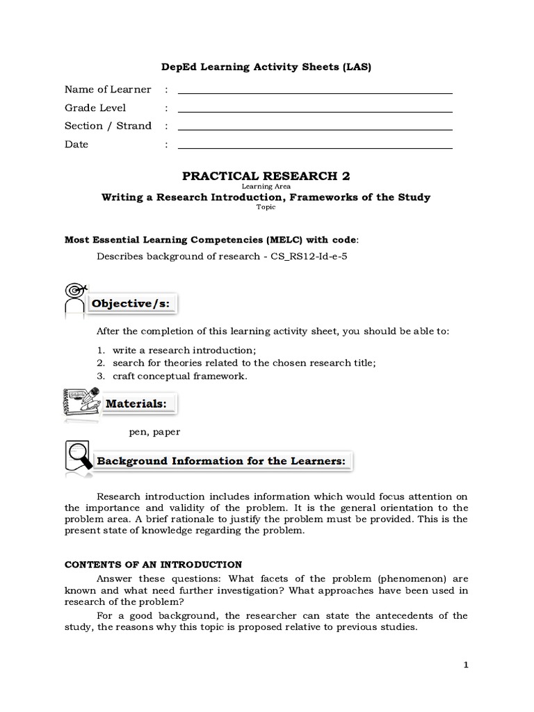 Practical Research 2 Learning Activity Sheets | PDF | Theory | Learning