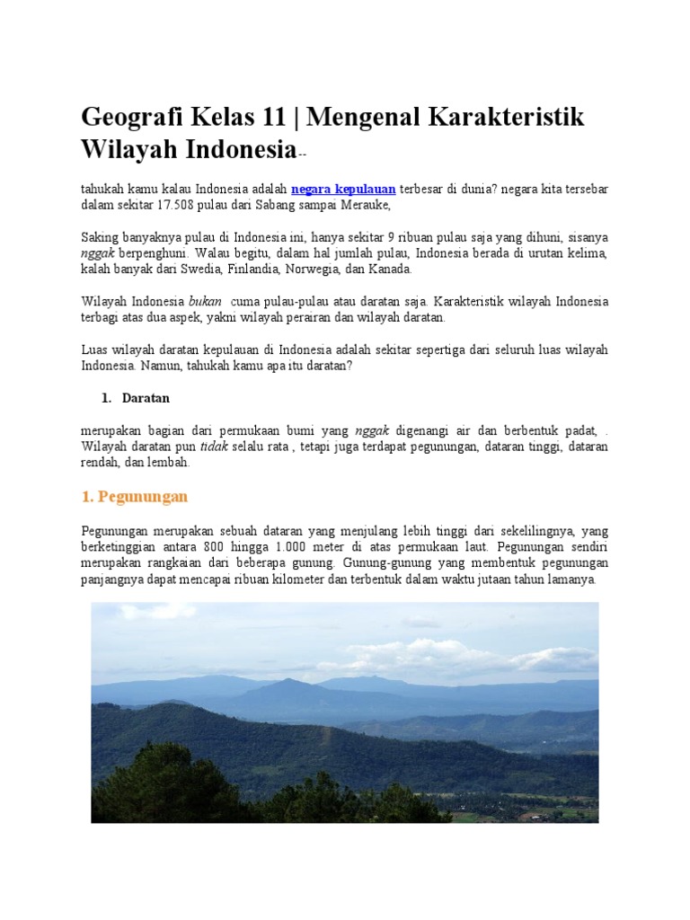 Geografi Kelas 11 Karakteristik Wilayah Indonesia Pdf