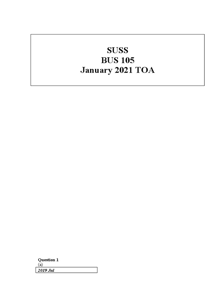 SUSS BSBA: BUS105 Jan 2021 TOA Answers | PDF | P Value | Errors And ...