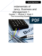 Fundamentals of Accountancy, Business and Management 1: Quarter 1 - Module 3: Week 3 The Accounting Equation