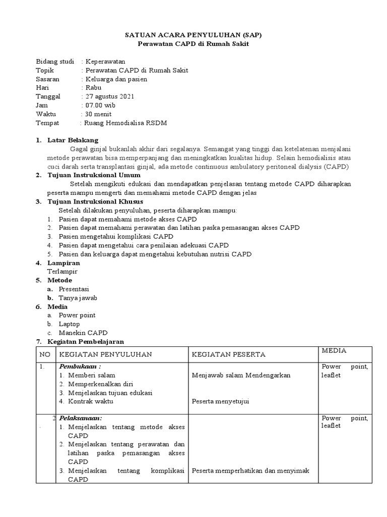 Penyuluhan Perawatan CAPD untuk Pasien | PDF