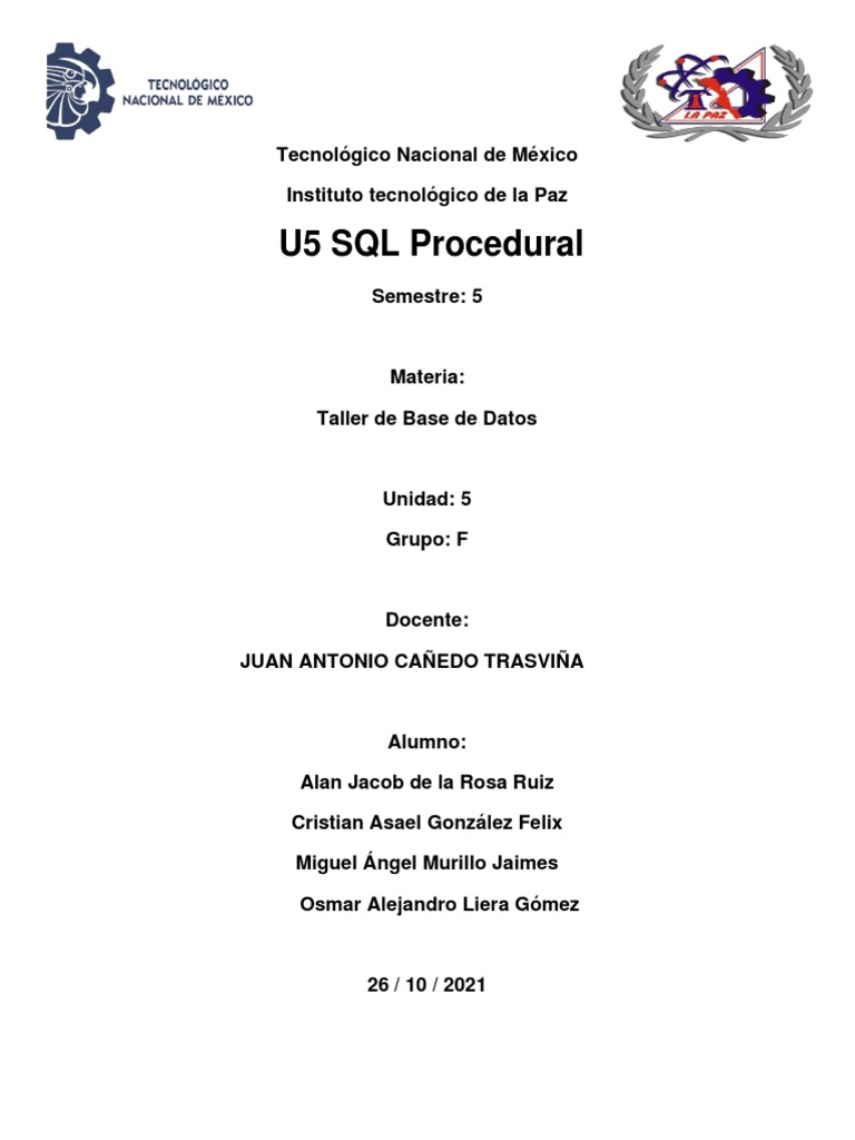 Taller de Base de Datos - SQL Procedural | PDF | SQL | Bases de datos