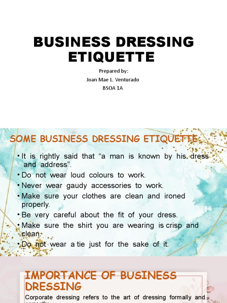 6PPD Business Dressing Etiquette PDF Human Appearance Clothing