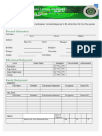 Youth Organization Personal Information Form