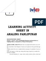Learning Activity Sheet in Araling Panlipunan