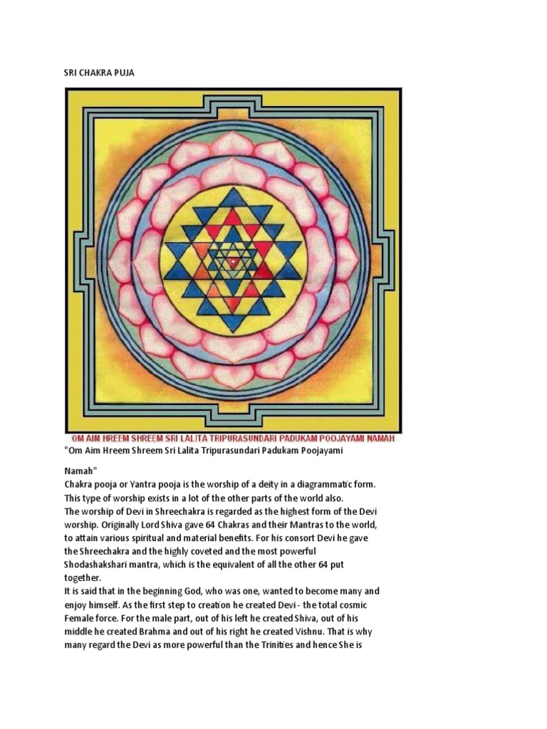 Sri Chakra Puja | PDF | Monotheistic Religions | Hindu Tantra