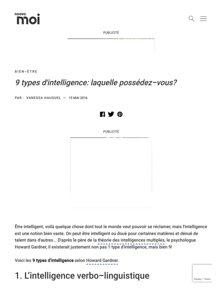 9 Types D'intelligence - Laquelle Possédez-Vous | PDF | Intelligence ...