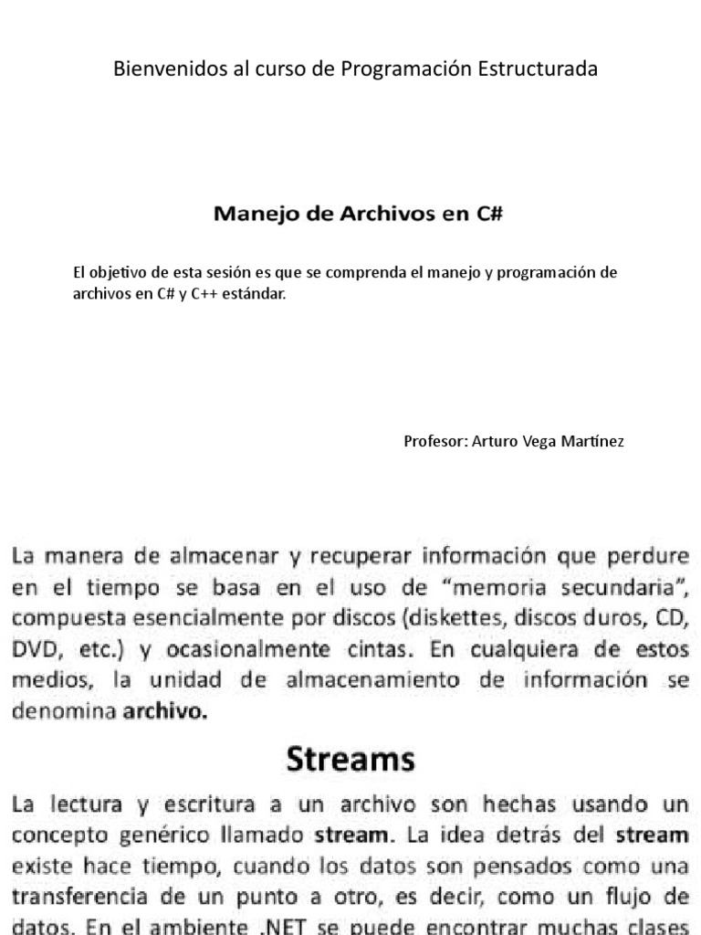 Manejo de Archivos en C# y C++ | PDF | C ++ | Gestión de tecnología de ...